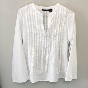 Chelsea and Theodore ribbon detail light cotton blouse w flared sleeves. Size 6